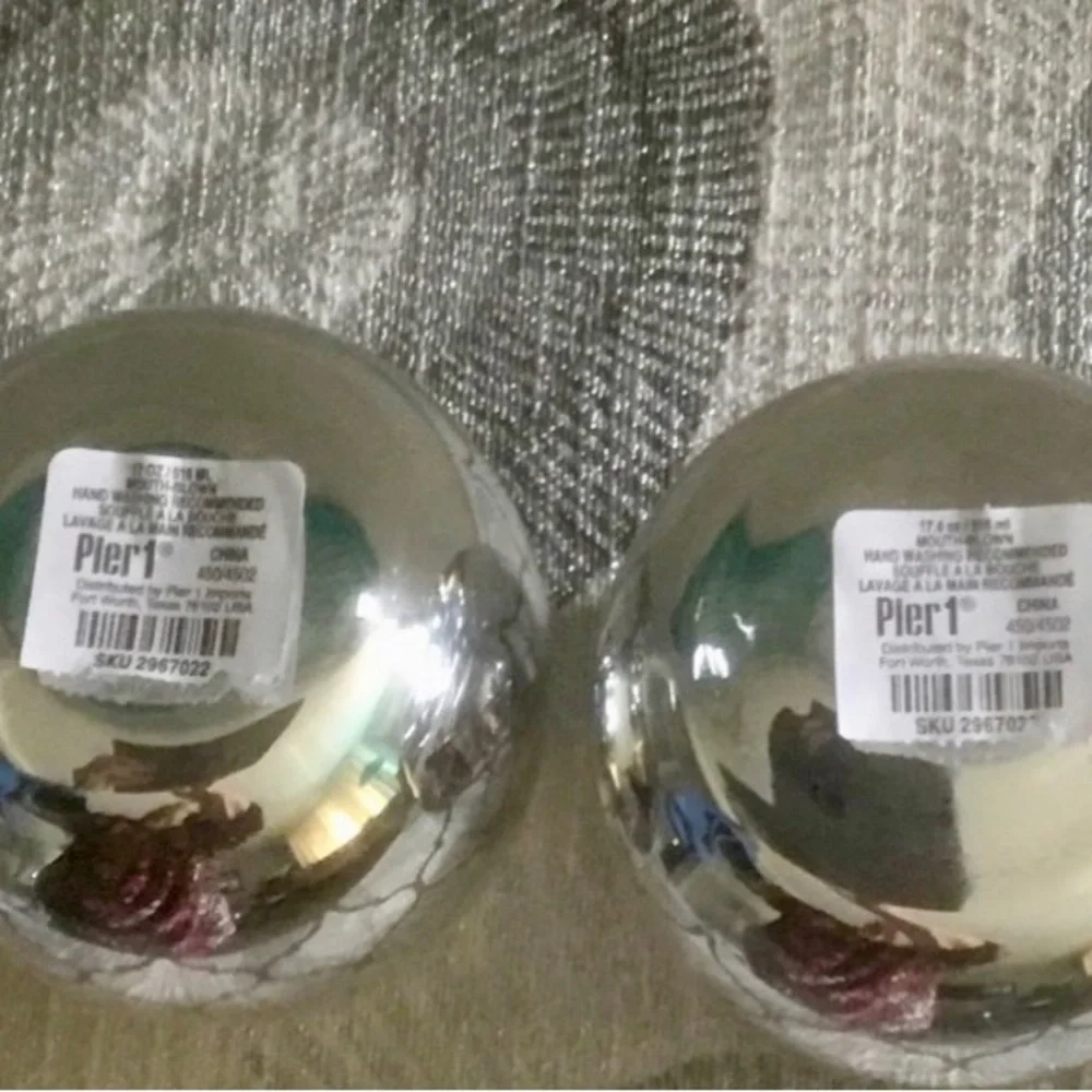 Pier 1 Silver Trellis Design Stemless wine Glass  Set of FOUR NWT